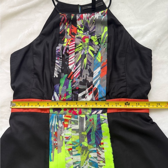 BCBGMaxAzria Black and Neon Green Floral Dress size 6 NWOT - Picture 12 of 13